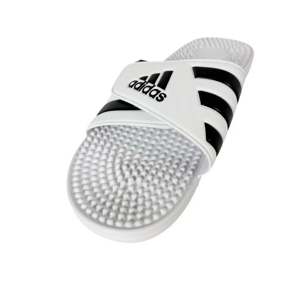 Adidas Adissage Men's US17 Unisex White/Black Sandals Slides Massage‎ NWOB 9425